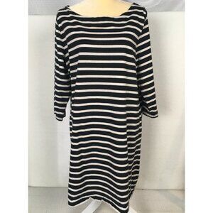 Gap T shirt Dress Women Size XL Black White Stripe Round Neckline 3/4 Sleeves